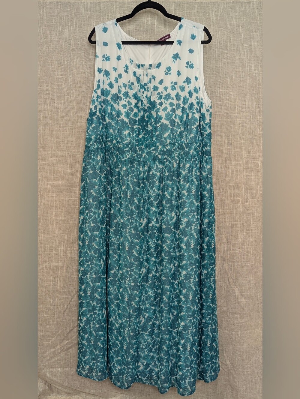 Jessica London Teal Floral Ombre Maxi Dress 24